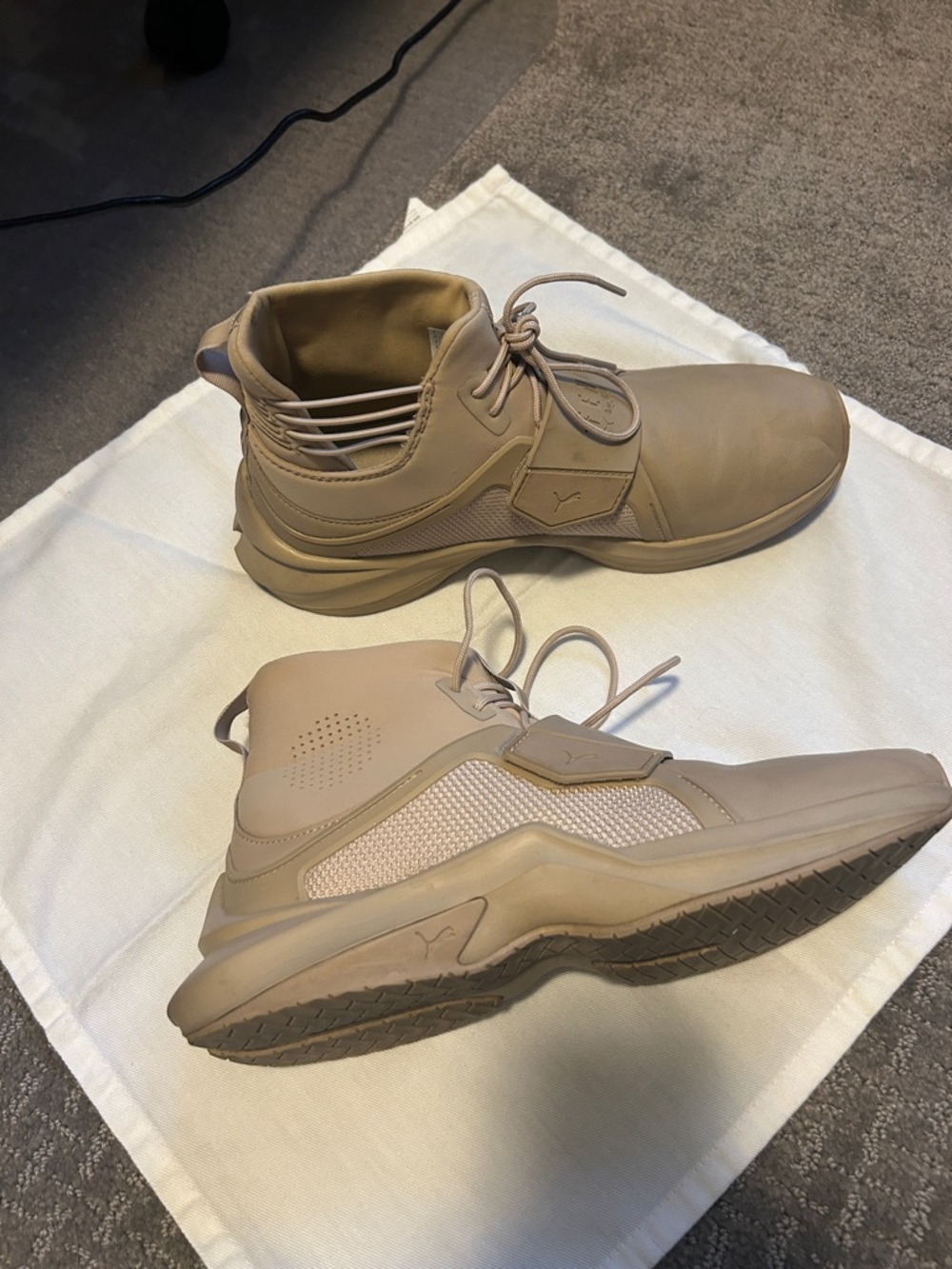 Women's High-Top Athletic Sneakers in Light Tan